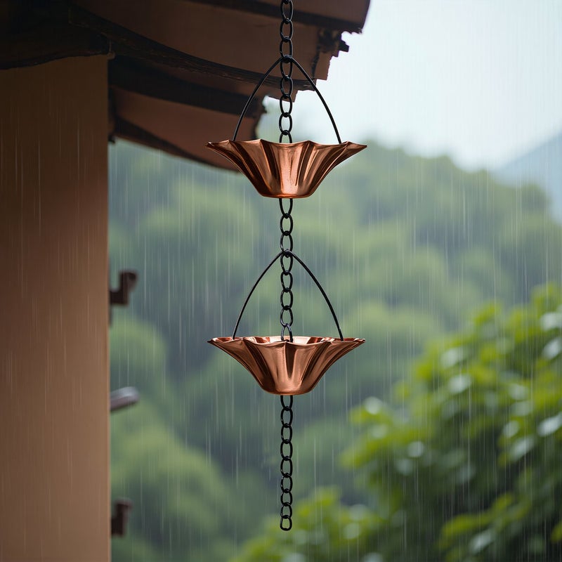 Rain Chain Portable 12 Cups 102 Inch Detachable Camping Event Outdoor Decor - Image 1