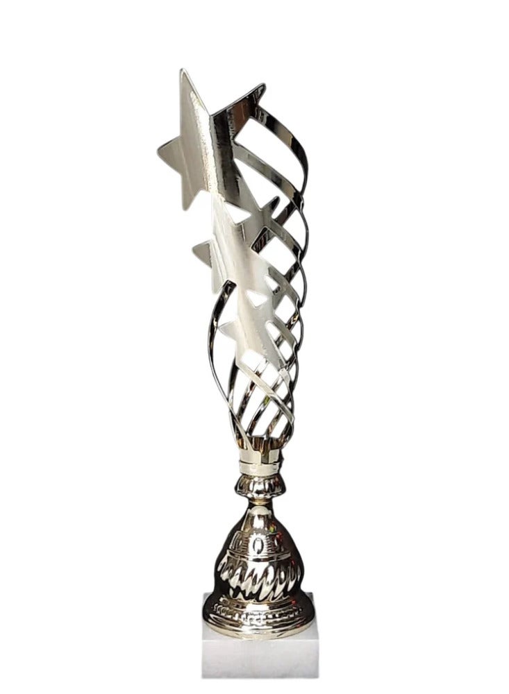 سبال كأس النجمة الفضية - ٤٣ سم بقاعدة من الرخام الأبيض | جائزة الإنجاز المتميز - Image 1