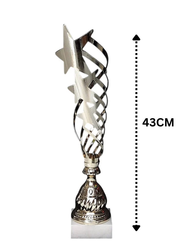 سبال كأس النجمة الفضية - ٤٣ سم بقاعدة من الرخام الأبيض | جائزة الإنجاز المتميز - Image 2