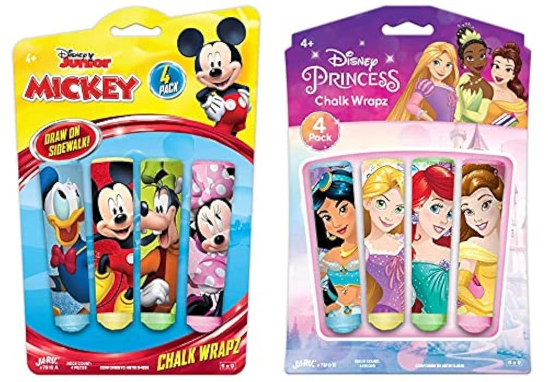 JARU Disney Sidewalk Chalk 2 Packs Mickey Minnie Princess Floor Board Chalk Outdoor Toys Jumbo Chalk NonToxic Washable Art Set Birthday Toys for Kids AB78102 - Image 2