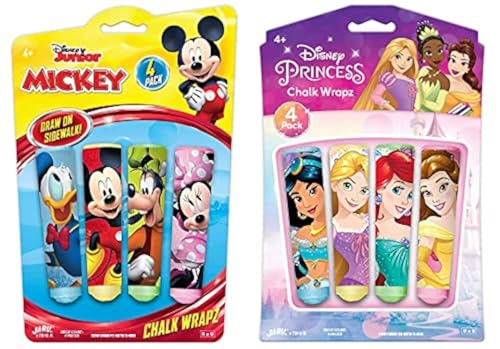 JARU Disney Sidewalk Chalk 2 Packs Mickey Minnie Princess Floor Board Chalk Outdoor Toys Jumbo Chalk NonToxic Washable Art Set Birthday Toys for Kids AB78102 - Image 1