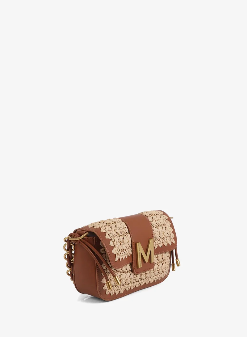 لولا كساديمونت Combined Raffia And Faux Leather Crossbody