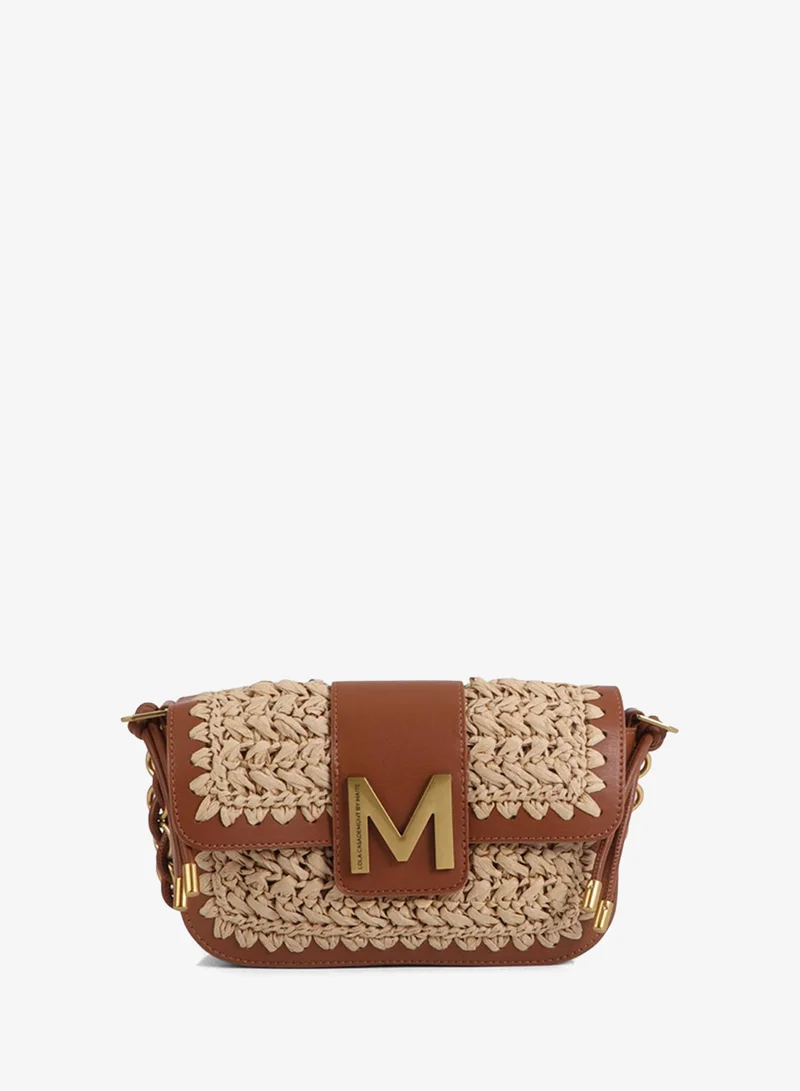 لولا كساديمونت Combined Raffia And Faux Leather Crossbody