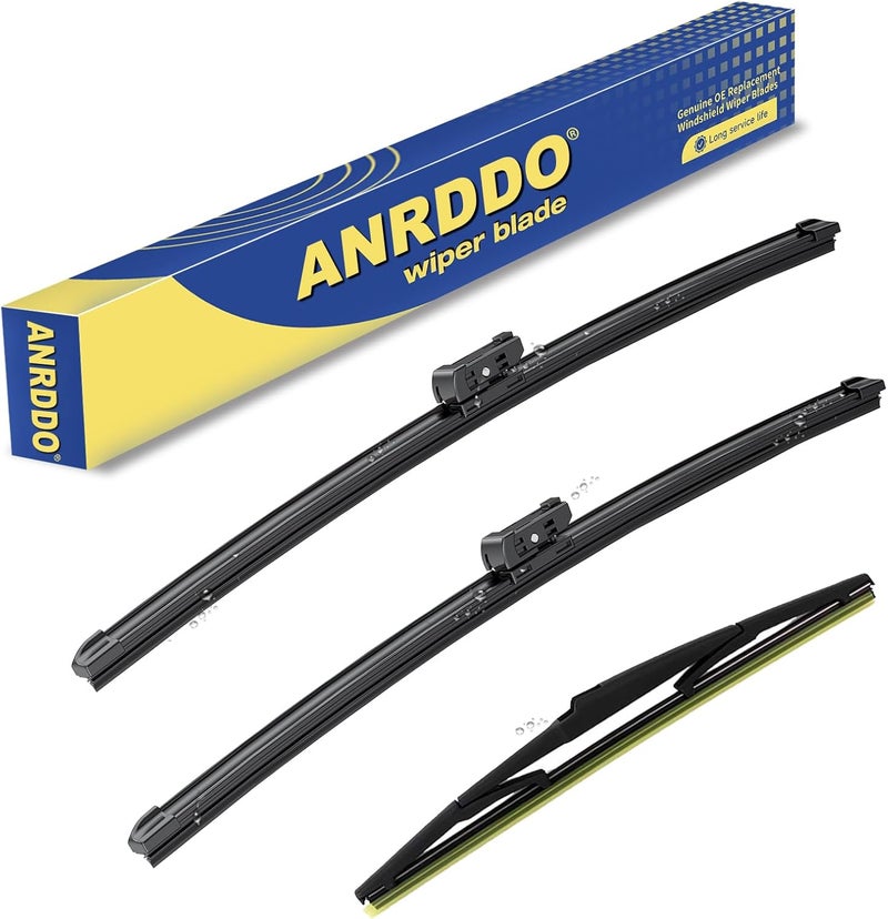 ANRDDO مجموعة استبدال ANRDDO لمساحات زجاج أمامي لسيارات مازدا CX-5 CX-9 2017 2018 2019 2020 2021 2022 CX5 CX9، مجموعة شفرات مساحات أصلية مقاس 24"+18"+14" (مجموعة من 3) قفل علوي تبديل الاستخدام - Image 1
