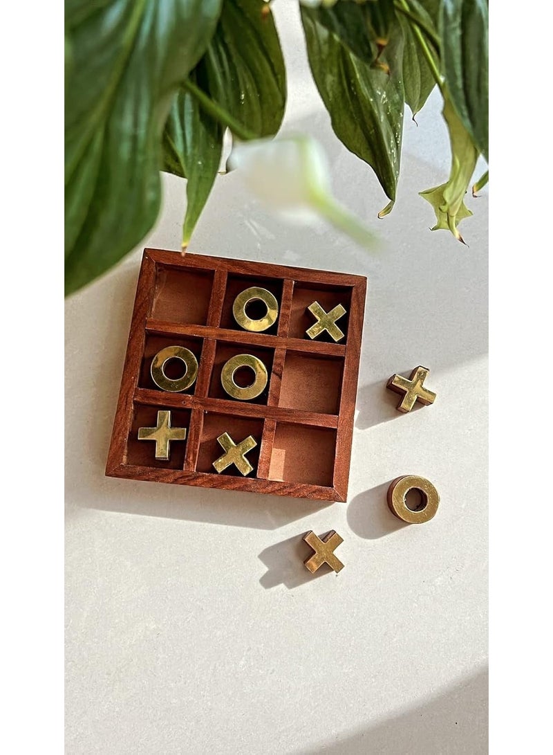 SNAPTRON Wooden Tic Tac Toe Game – Handmade Wooden Board Game Set with X and O Pieces – Fun Coffee Table Decor & Gift for Kids, Adults, Families – Rustic Home Accent - Image 3