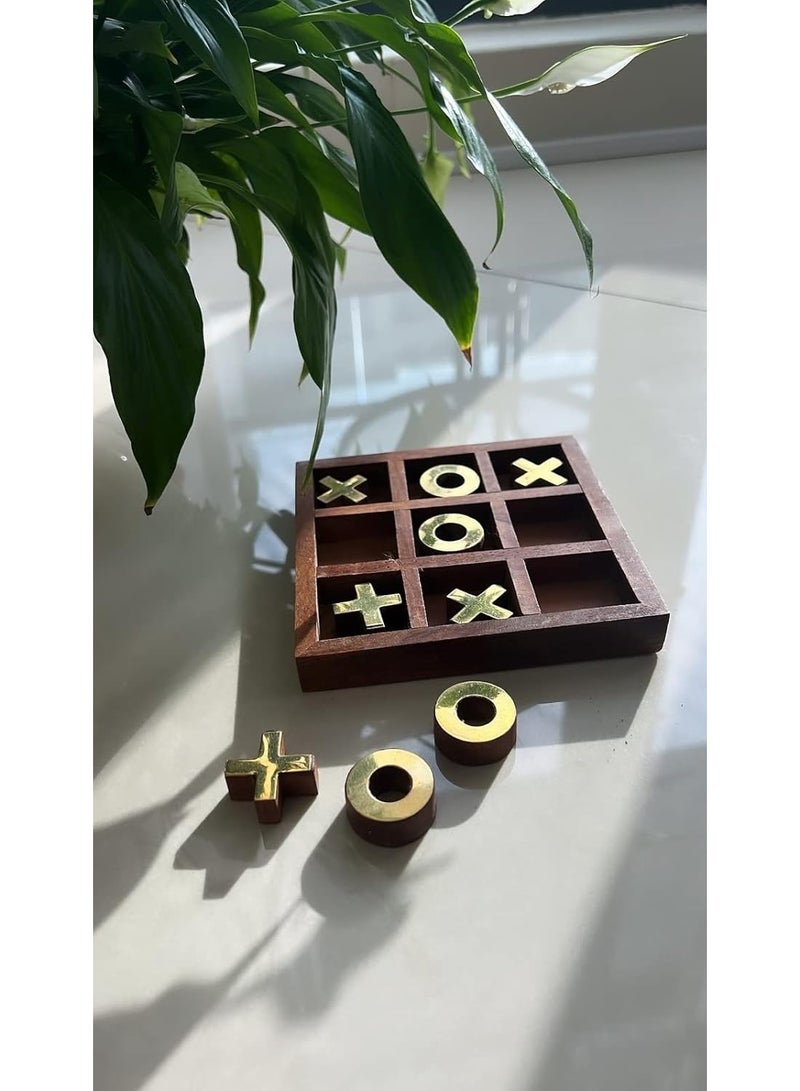 SNAPTRON Wooden Tic Tac Toe Game – Handmade Wooden Board Game Set with X and O Pieces – Fun Coffee Table Decor & Gift for Kids, Adults, Families – Rustic Home Accent - Image 4