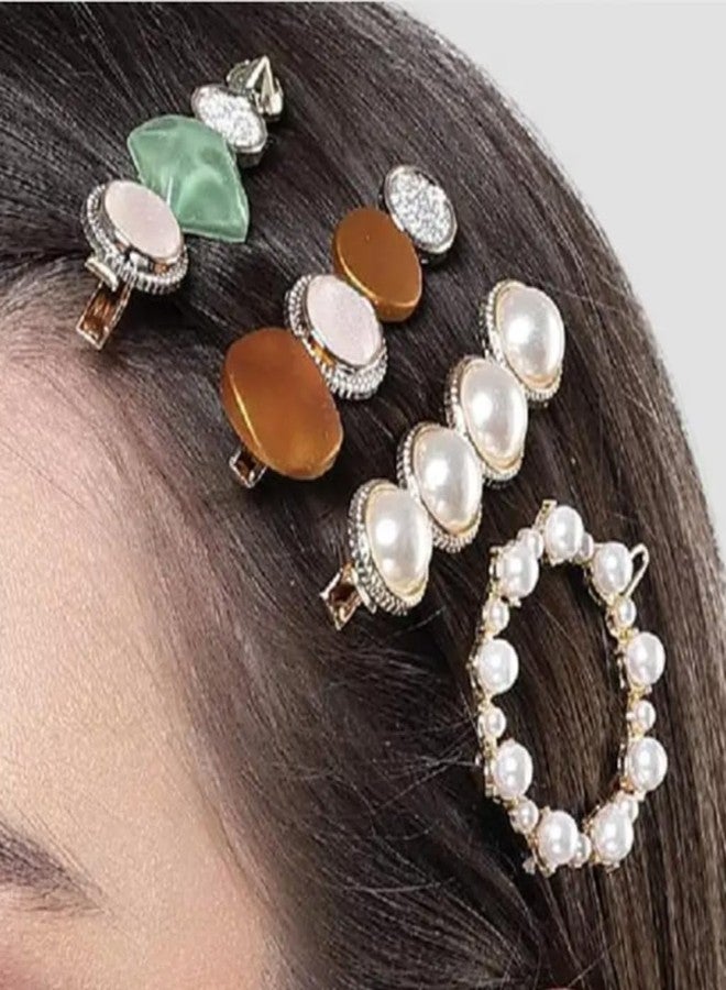 kapimo 8 Pcs Hair Clips for Girls Women Fancy Hairclips Korean Hair Accessories with Barette Rhinestone Pearl Hair Pins (White Mix) - Image 3