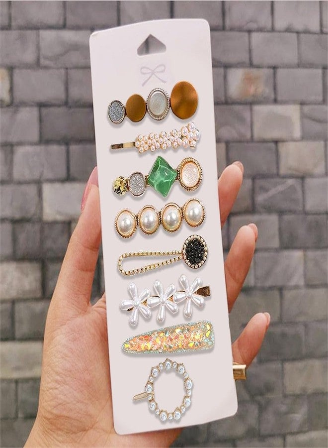 kapimo 8 Pcs Hair Clips for Girls Women Fancy Hairclips Korean Hair Accessories with Barette Rhinestone Pearl Hair Pins (White Mix) - Image 5