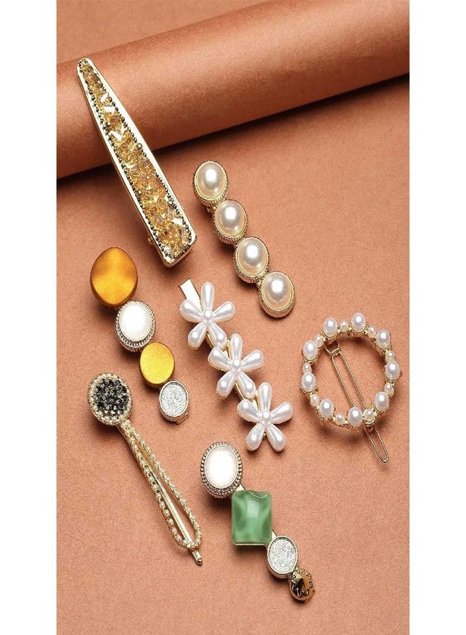 kapimo 8 Pcs Hair Clips for Girls Women Fancy Hairclips Korean Hair Accessories with Barette Rhinestone Pearl Hair Pins (White Mix) - Image 4