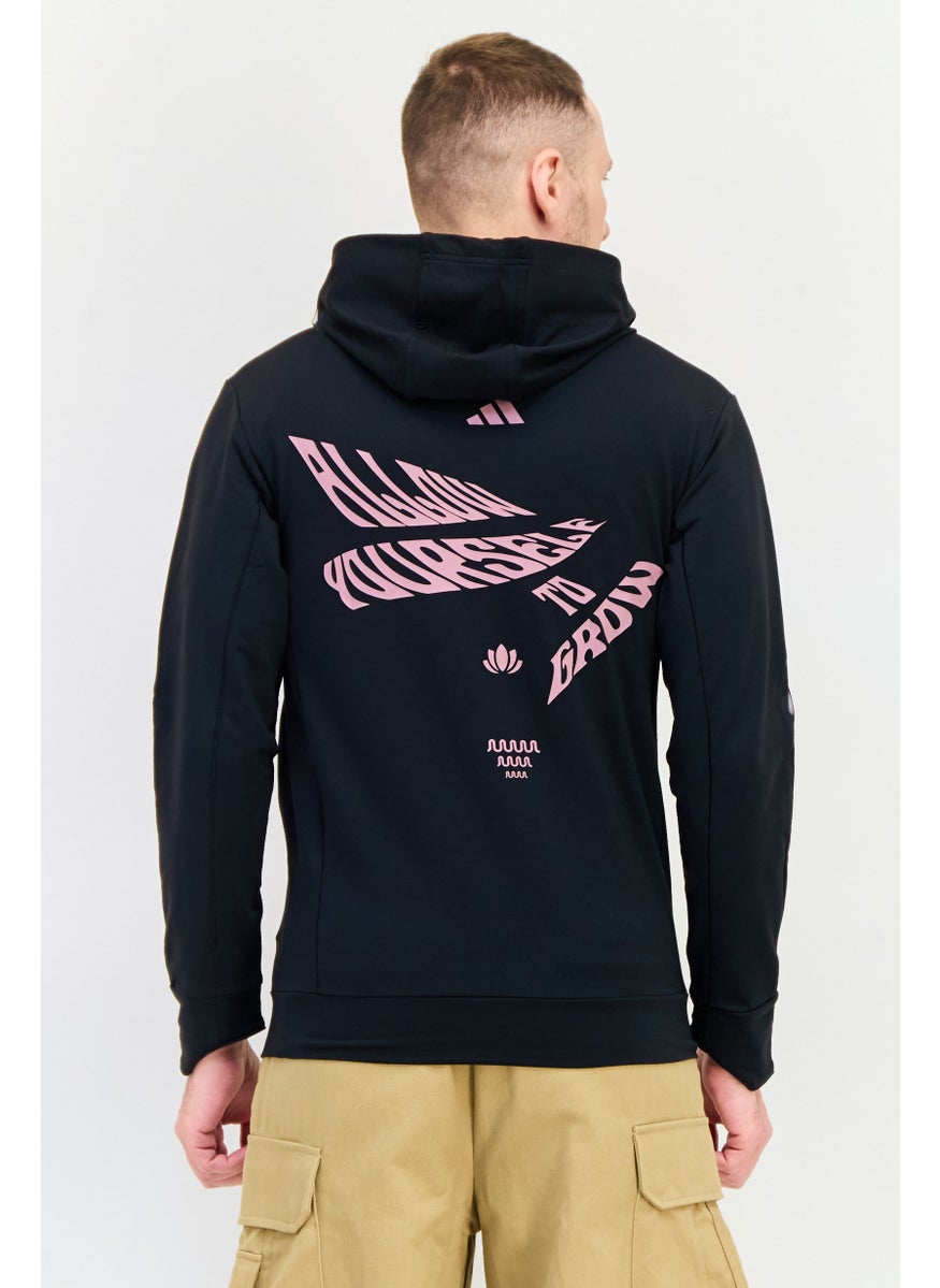 Adidas Men Regular Fit Long Sleeve Outdoor Hoodie, Black  - Image 3