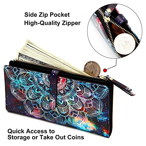 YOUBDM Slim Wallets for Women Credit Card Holder RFID Bifold Clutch Wallets Checkbook with Zipper Pocket - Image 4