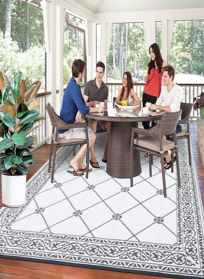 HiiARug Reversible Mats Outdoor Rug 6'x9' for Patio Plastic Straw Patio Rugs Outdoor Rugs Large Floor Mat for Ourdoor Decor,Garden, Patio, Backyard, Deck, Picnic, RV, Camping (Grey) - Image 2