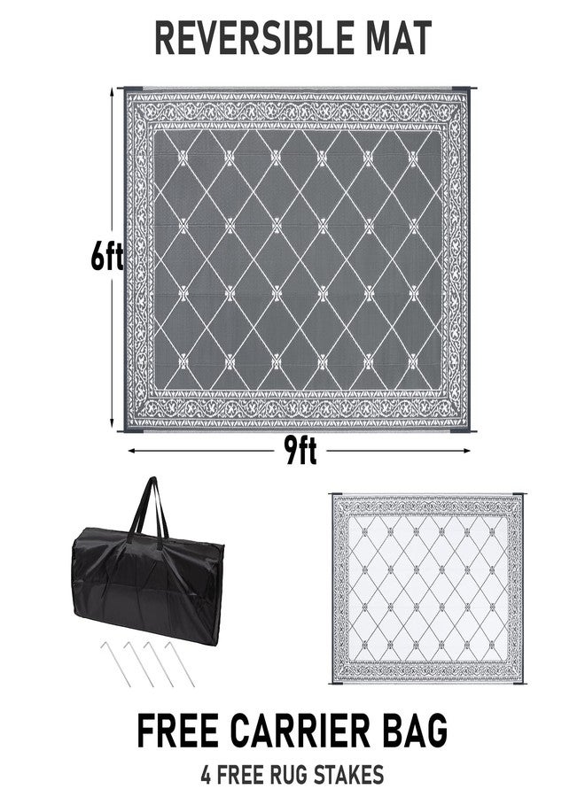 HiiARug Reversible Mats Outdoor Rug 6'x9' for Patio Plastic Straw Patio Rugs Outdoor Rugs Large Floor Mat for Ourdoor Decor,Garden, Patio, Backyard, Deck, Picnic, RV, Camping (Grey) - Image 5