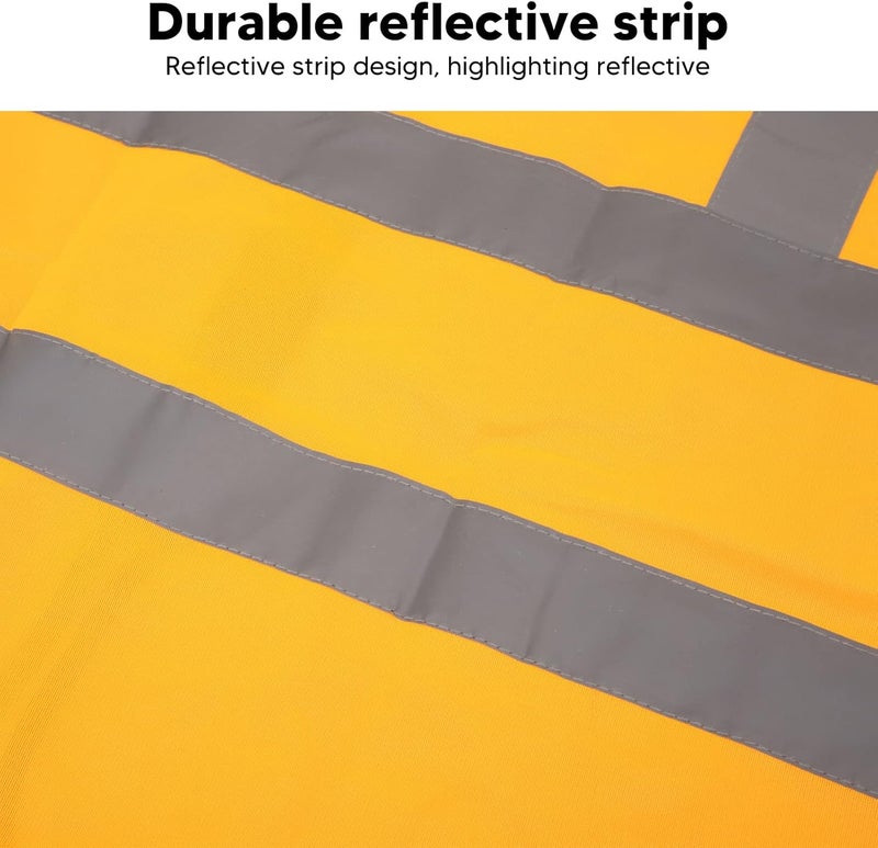 ZJchao Safety Reflective Vest High Visibility Multiple Pockets Zipper Front Work Vest for Construction Traffic Control Outdoor Work Polyester Fiber (Yellow) - Image 2