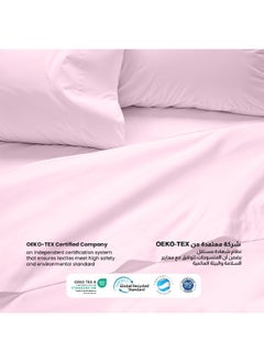 Rest 3-Piece Pink Plush 200X220 Flat Bedsheet Set Includes 1 Deep Pocket Flat Bedsheet And 2 Pillow Covers, Breathable And Machine Washable  - Image 2