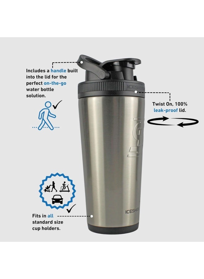 Ice Shaker زجاجة مياه معزولة من الفولاذ المقاوم للصدأ سعة 770 مل مع كوب خلط البروتين - تحمل الثلج لأكثر من 30 ساعة كما هو موضح في Shark Tank - Image 3