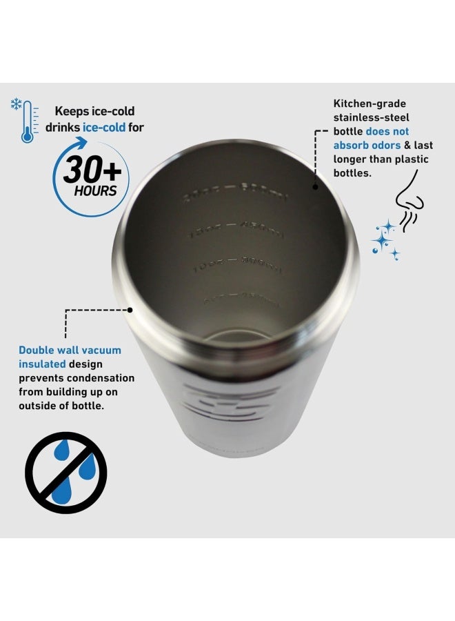 Ice Shaker زجاجة مياه معزولة من الفولاذ المقاوم للصدأ سعة 770 مل مع كوب خلط البروتين - تحمل الثلج لأكثر من 30 ساعة كما هو موضح في Shark Tank - Image 4