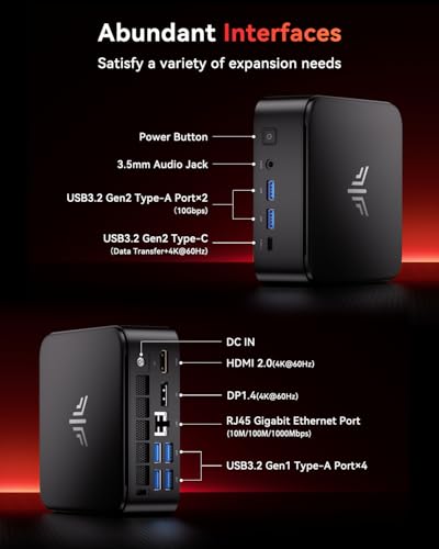 KAMRUI كمبيوتر ألعاب ميني KAMRUI E3B، 16 جيجابايت RAM 512 جيجابايت SSD، كمبيوترات مكتبية صغيرة AMD Ryzen 5 7430U (بحد أقصى 4.3 جيجاهرتز، 6C/12T، يتفوق على 5650U)، كمبيوتر صغير يدعم WiFi 6، BT5.2، عرض ثلاثي للمكتب والمنزل - Image 4