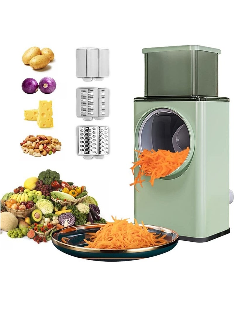 Multifunctional Vegetable Cutter Chopper Rotary Cheese Grater 3-in-1 Shredder Slicer Grinder Salad Maker Machine with Stainless Steel Roller Blades for Vegetable Fruit Nut  - Image 1