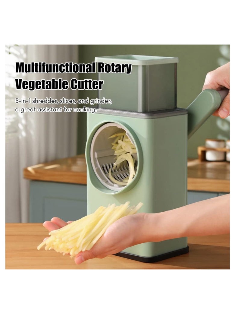 Multifunctional Vegetable Cutter Chopper Rotary Cheese Grater 3-in-1 Shredder Slicer Grinder Salad Maker Machine with Stainless Steel Roller Blades for Vegetable Fruit Nut  - Image 2