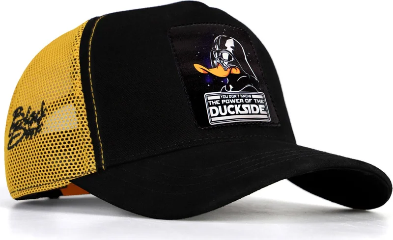 Black Börk BlackBörk V1 Trucker Duckside - Unisex Black-Yellow Hat (Cap) with 11 Code Logo