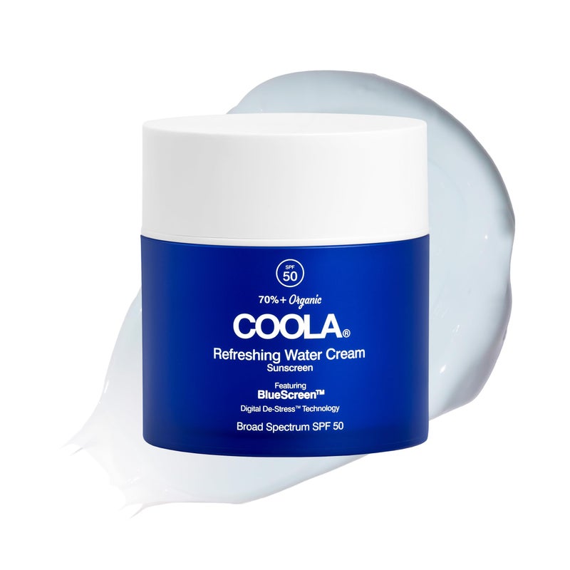 COOLA Organic Refreshing Water Cream Face Moisturizer with SPF 50, Dermatologist Tested Face Sunscreen with Plant-Derived BlueScreen Digital De-Stress Technology, 1.5 Fl Oz - Image 1