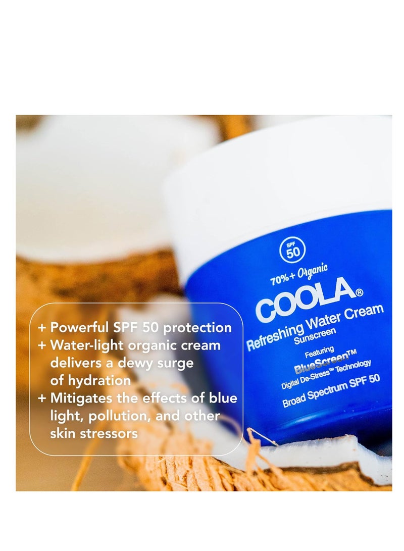 COOLA Organic Refreshing Water Cream Face Moisturizer with SPF 50, Dermatologist Tested Face Sunscreen with Plant-Derived BlueScreen Digital De-Stress Technology, 1.5 Fl Oz - Image 4
