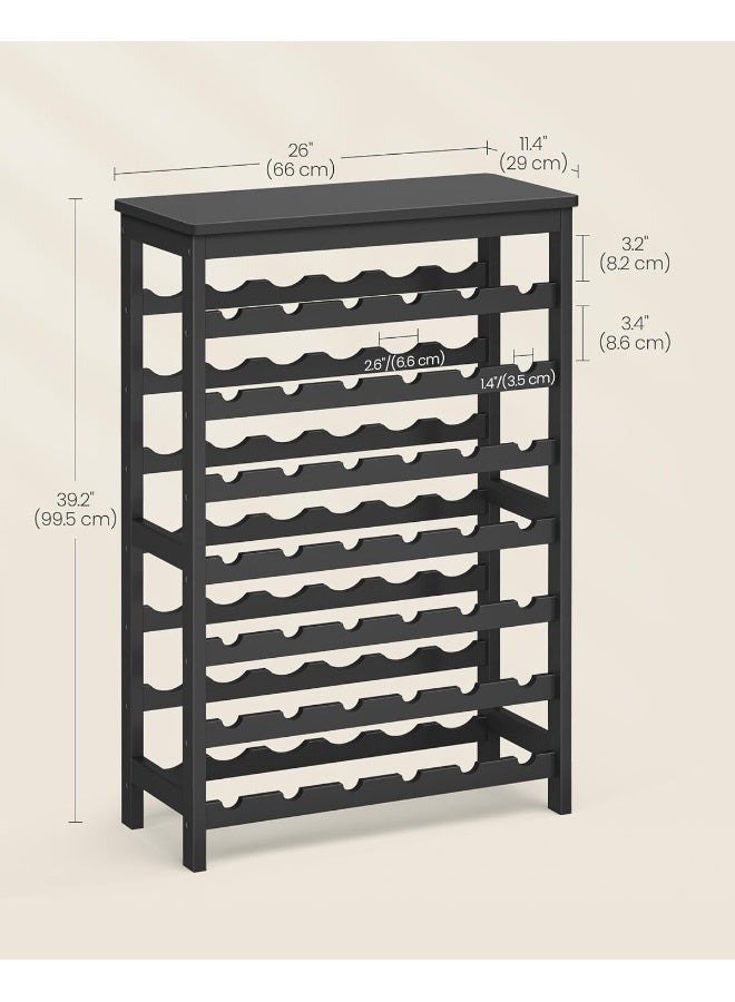 SONGMICS SONGMICS 42-Bottle Wine Rack Free Standing Floor, 7-Tier Display Wine Storage Shelves with Table Top, Bamboo Wobble-Free Bottle Holder for Kitchen Bar Dining Room Living Room, Ink Black - Image 5