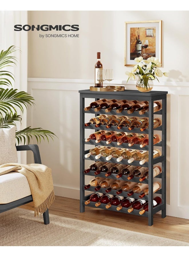 SONGMICS SONGMICS 42-Bottle Wine Rack Free Standing Floor, 7-Tier Display Wine Storage Shelves with Table Top, Bamboo Wobble-Free Bottle Holder for Kitchen Bar Dining Room Living Room, Ink Black - Image 2