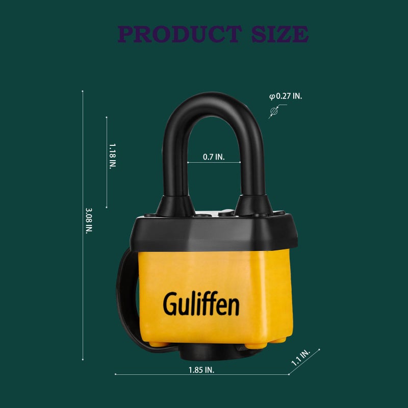 Guliffen Weatherproof Laminated Padlock with Key 4 Pack Outdoor Pad Locks with Same Key for Gate  Shed  Trailer  Storage  Chain - Image 2