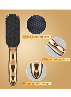 Excefore Glass Foot File for Dead Skin, Foot Callus Remover with Glass Etching Technology, Nano Glass Foot File Heel Scraper, Gently for Foot Pedicure Tools, Wet and Dry Feet, Gold  - Image 2