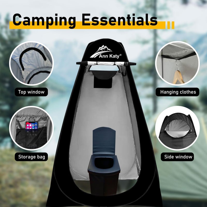 Ann Katy Portable Toilet with Pop Up Privacy Tent - XL Large Portable Toilet for Adults, Outdoor Camping Shower Tent Changing Room Emergency Folding Potty Kit - Image 3