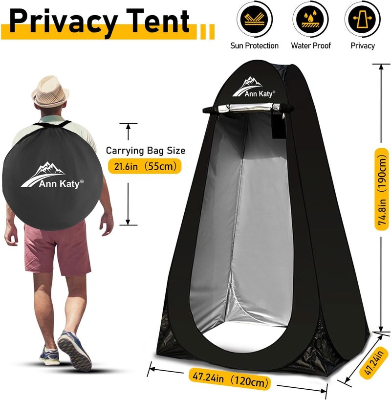 Ann Katy Portable Toilet with Pop Up Privacy Tent - XL Large Portable Toilet for Adults, Outdoor Camping Shower Tent Changing Room Emergency Folding Potty Kit - Image 2