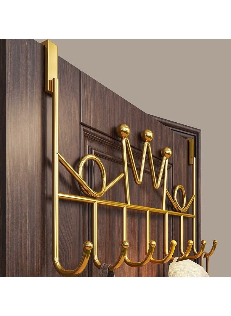 Arabest 7 Hooks Behind Door Hooks,No Punch Door Hanger,Clothes Hooks,For 3.8-4.7CM Door Organiser (Gold) - Image 4