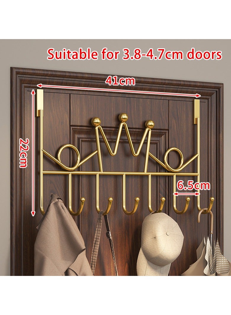 Arabest 7 Hooks Behind Door Hooks,No Punch Door Hanger,Clothes Hooks,For 3.8-4.7CM Door Organiser (Gold) - Image 5