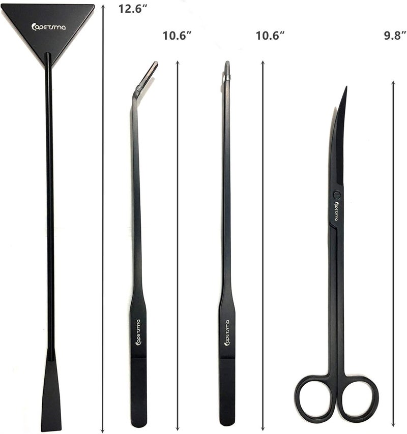 capetsma Aquarium Tweezers, Stainless Steel Aquarium Plant Tools Long Aquascaping Tools Scissors Spatula Aquatic Plants Tool Set For Freshwater and Saltwater - Image 2