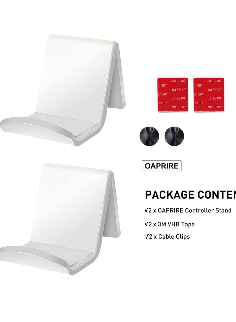SYOSI Controller Stand Gaming Accessories Universal Controller Holder 2 Pack for XBOX ONE PS4 PS5 SWITCH Controller Wall Mount with Cable Clips&Anti-Slip Pads (White) - Image 4