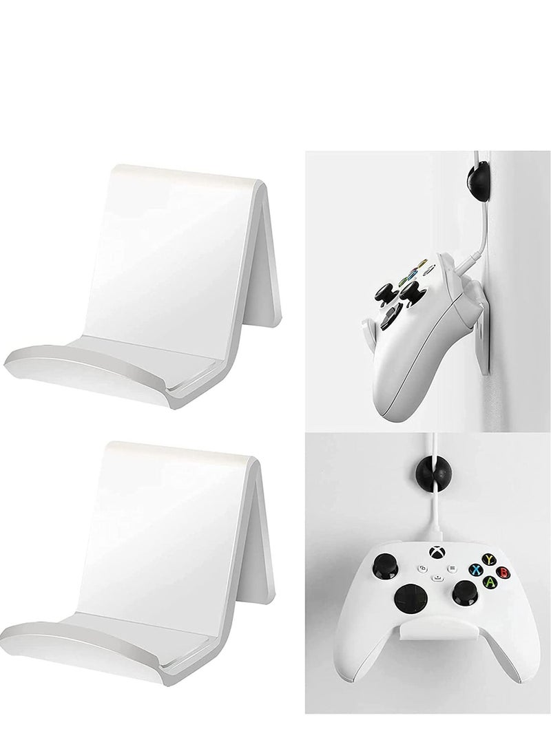 SYOSI Controller Stand Gaming Accessories Universal Controller Holder 2 Pack for XBOX ONE PS4 PS5 SWITCH Controller Wall Mount with Cable Clips&Anti-Slip Pads (White) - Image 1