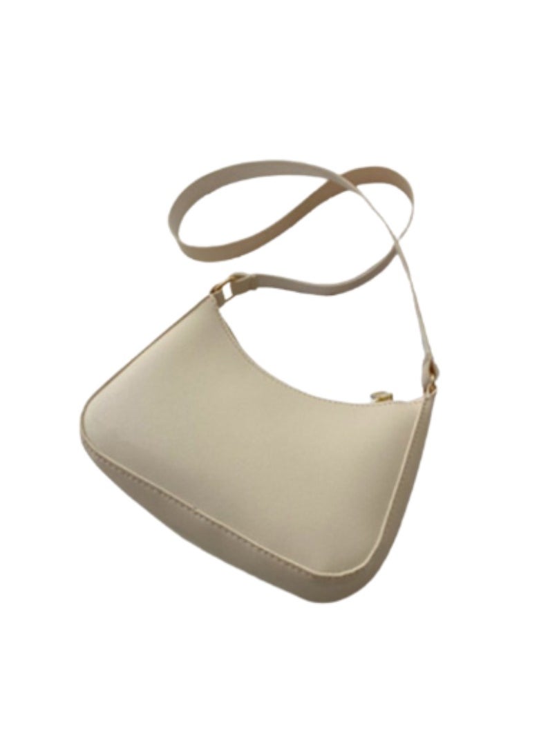 Soko Mesh Chic White Textured Dumpling Shoulder Bag: Trendy Small Square Purse with Fixed Strap - Compact Fashion Accessory for Women's Everyday Adventures, Travel, and Style  - Image 1