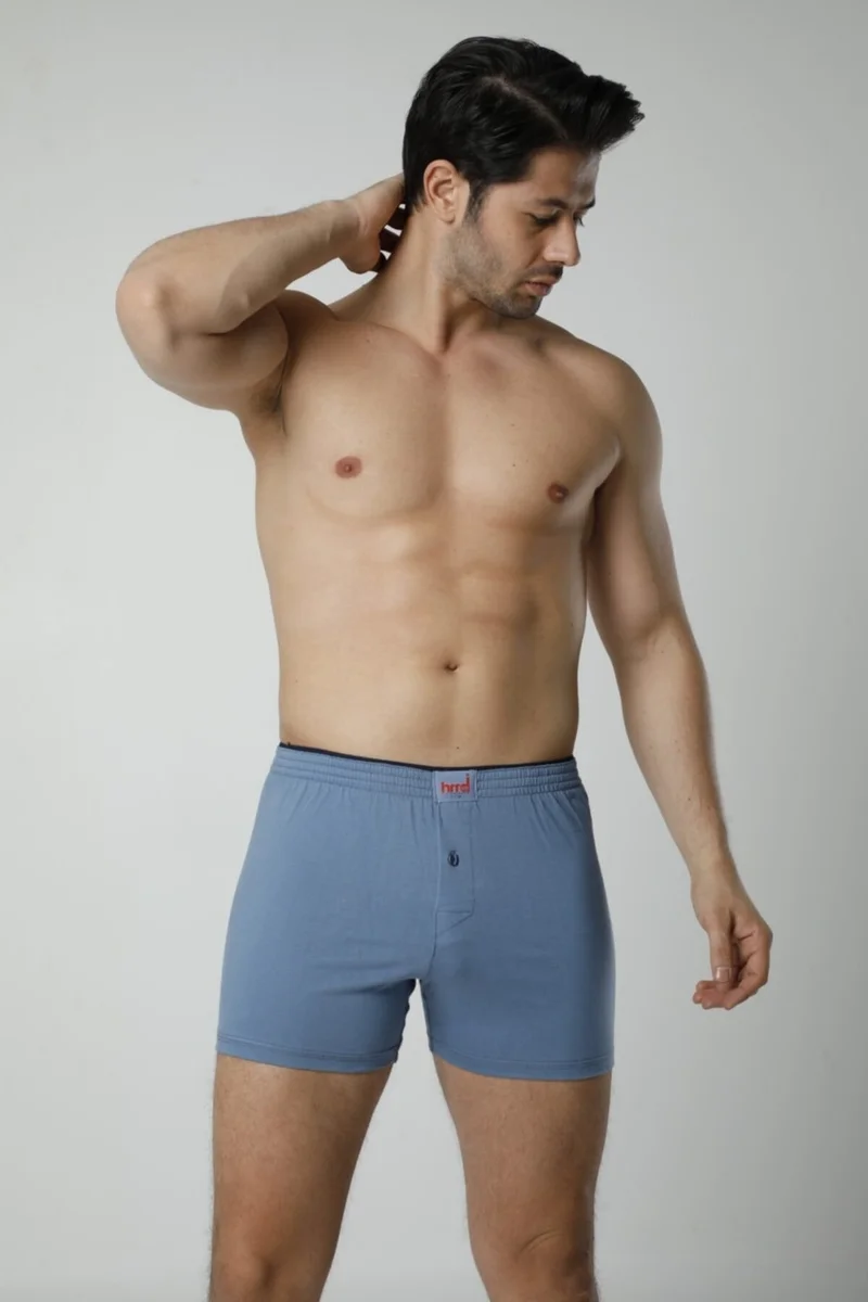 HMD 305 Cotton Button Detail Lycra Men's Boxer Briefs - Blue