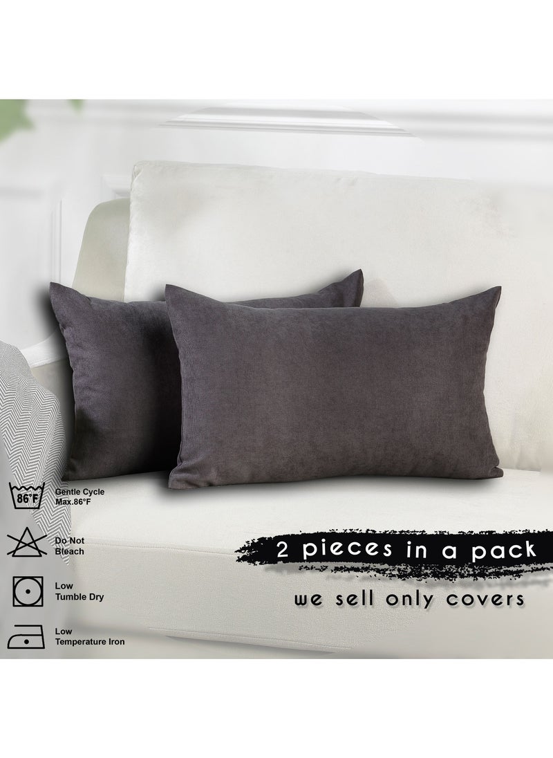 Zeenah Furniture - Decorative Solid Color Invisible Zipper Diamond Cushion Cover Velvet Look Throw Pillow Set of 2 Cases for Chair Couch Bedroom & Livingroom Pillowcase - Image 1