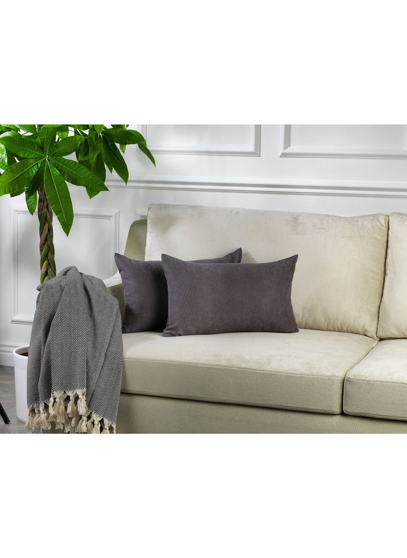 Zeenah Furniture - Decorative Solid Color Invisible Zipper Diamond Cushion Cover Velvet Look Throw Pillow Set of 2 Cases for Chair Couch Bedroom & Livingroom Pillowcase - Image 1
