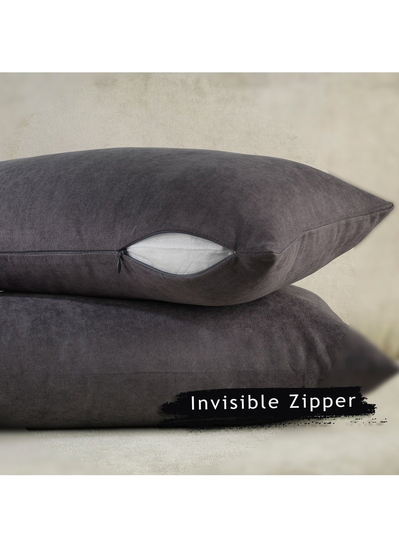Zeenah Furniture - Decorative Solid Color Invisible Zipper Diamond Cushion Cover Velvet Look Throw Pillow Set of 2 Cases for Chair Couch Bedroom & Livingroom Pillowcase - Image 1