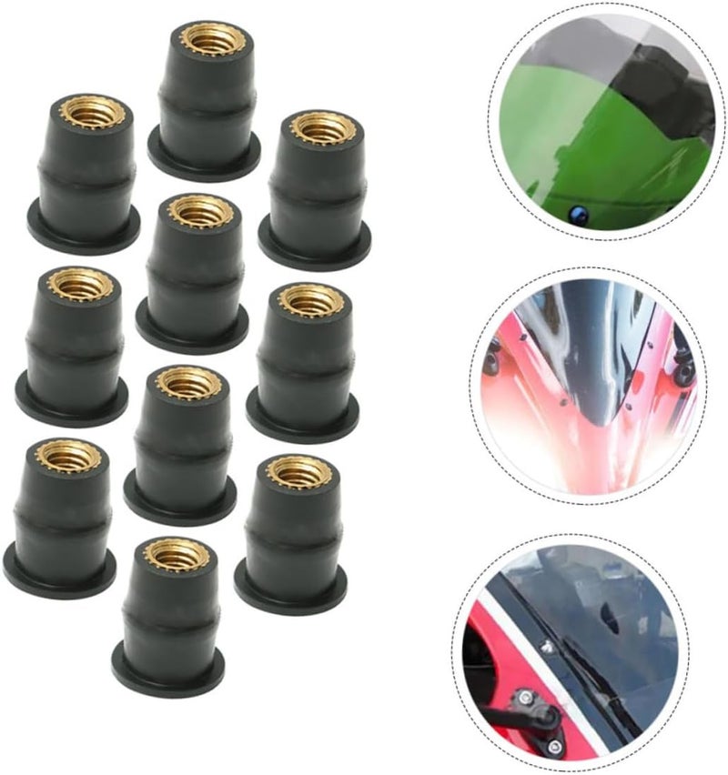 10pcs M5 Rubber Well Nuts Kit Brass Motorcycle Windscreen Fasteners Universal Windshield Hardware Accessories for Motorbike Body Frame - Image 4
