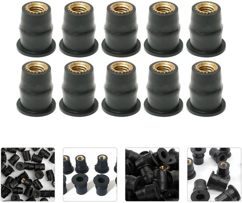 10pcs M5 Rubber Well Nuts Kit Brass Motorcycle Windscreen Fasteners Universal Windshield Hardware Accessories for Motorbike Body Frame - Image 5