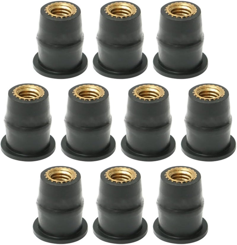 10pcs M5 Rubber Well Nuts Kit Brass Motorcycle Windscreen Fasteners Universal Windshield Hardware Accessories for Motorbike Body Frame - Image 1