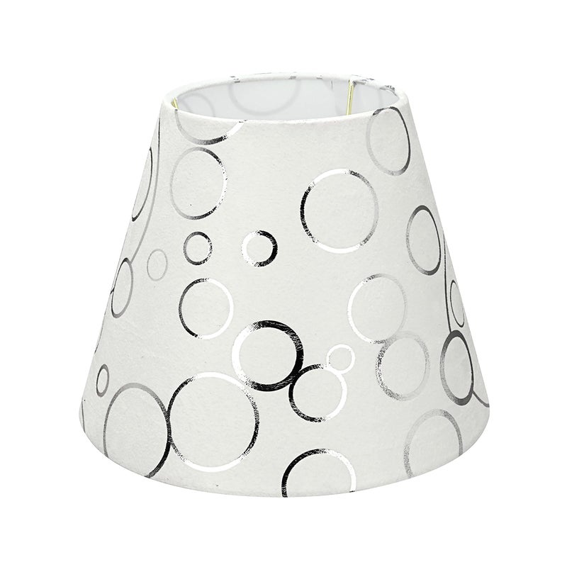 Aspen Creative 58901A, Empire Uno Lamp Shade in White with Circle Pattern, 5" Top x 9" Bottom x 7" Slant Height, Slip UNO 33mm - Image 1