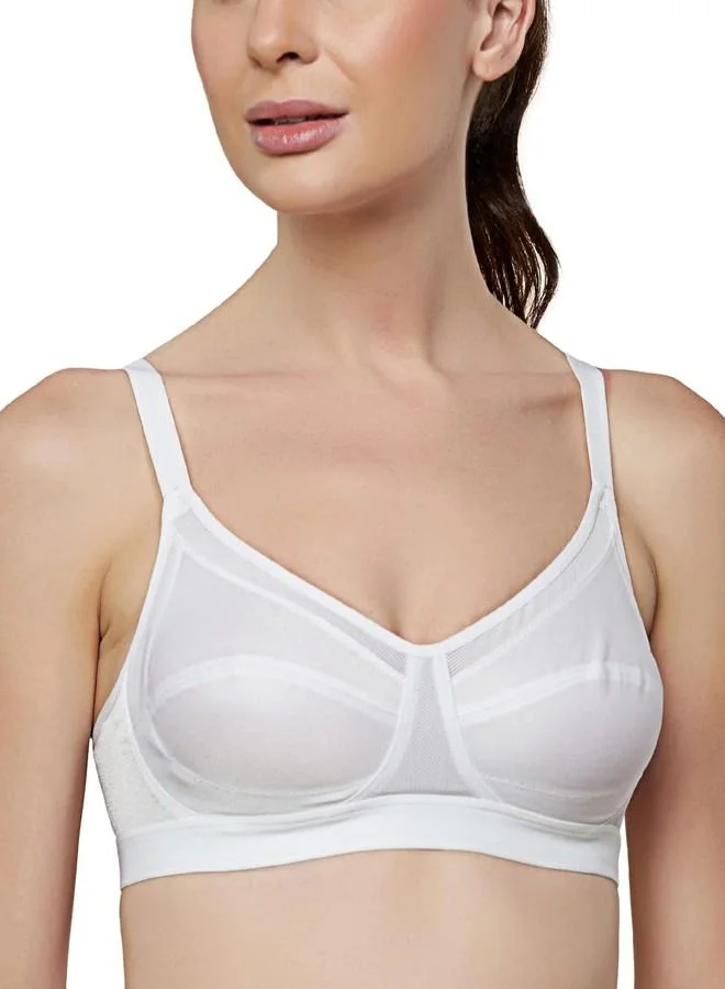 ترايامف Triumph Triaction Women's Sports Bra Wireless Non Padded Support Bra Breathable Mesh High Coverage Gym Bralette Cross Back Stretchable Activewear White Solid Design White 38D Pack of 1