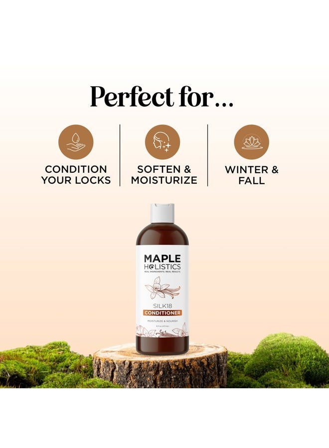 Maple Holistics Silk Protein Conditioner for Damaged Hair - Ultra Moisturizing Conditioner for Dry Hair with Deeply Nourishing Shea Butter Argan Oil Green Tea & Aloe - Helps Define Curls & Control Frizz (16 Fl Oz) - Image 2