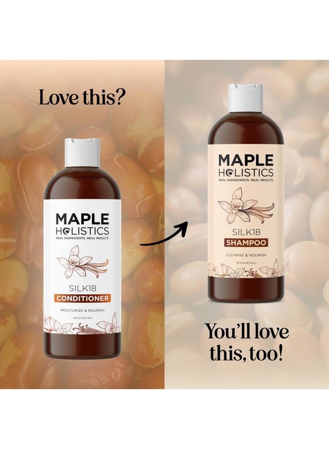 Maple Holistics Silk Protein Conditioner for Damaged Hair - Ultra Moisturizing Conditioner for Dry Hair with Deeply Nourishing Shea Butter Argan Oil Green Tea & Aloe - Helps Define Curls & Control Frizz (16 Fl Oz) - Image 5